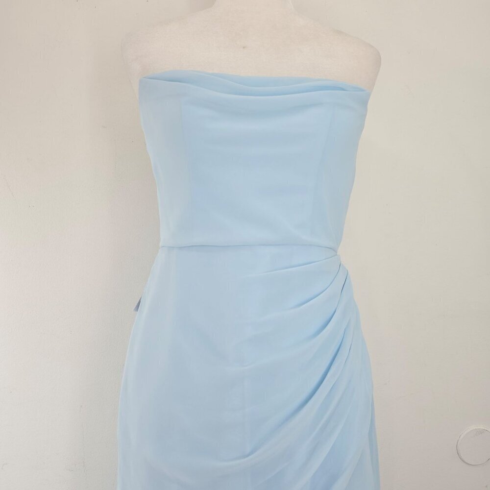 NWT Azazie Baby Blue Corset Sky LOng Gown Dress Women Size A4 - Picture 3 of 11